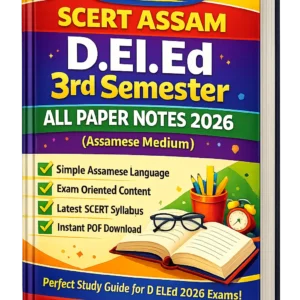 SCERT Assam D.El.Ed 3rd Semester All Paper Notes 2026 Assamese Medium book cover