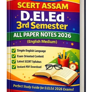 SCERT Assam D.El.Ed 3rd Semester All Paper Notes 2026 Assamese Medium book cover